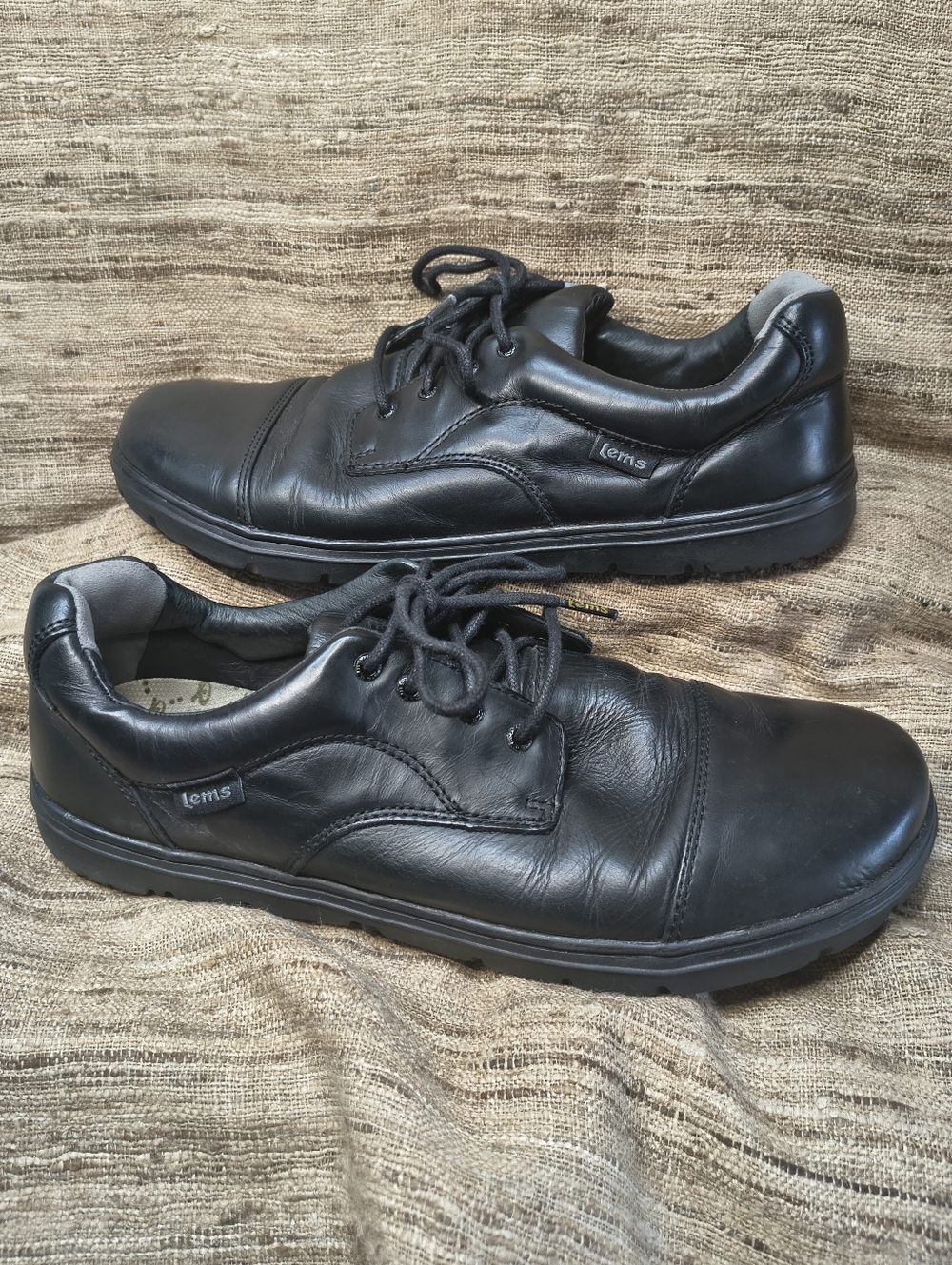 LEMS Nine2Five Black Leather Oxford Shoes